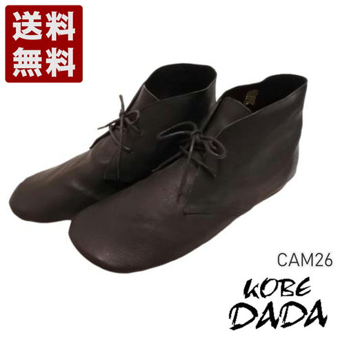 【KOBE DADA CAM-26 ブラック】ユーズド風本革デザートブーツ